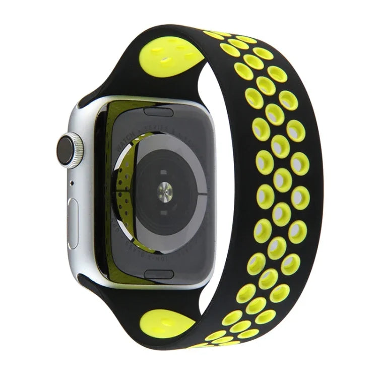 Dây Đeo Đồng Hồ Silicone Co Giãn Cho Apple Watch Series 6 & SE & 5 & 4 40mm / 3 & 2 & 1 38mm, 135mm (Đen Vàng), 135mm (Đen Xám), 150mm (Đỏ Đen)