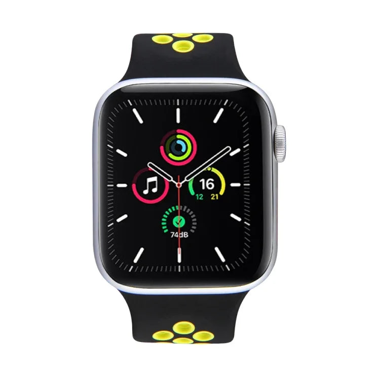 Dây Đeo Đồng Hồ Silicone Co Giãn Cho Apple Watch Series 6 & SE & 5 & 4 40mm / 3 & 2 & 1 38mm, 135mm (Đen Vàng), 135mm (Đen Xám), 150mm (Đỏ Đen)