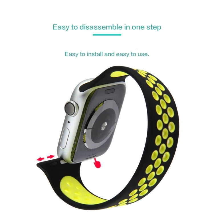 Dây Đeo Đồng Hồ Silicone Co Giãn Cho Apple Watch Series 6 & SE & 5 & 4 40mm / 3 & 2 & 1 38mm, 135mm (Đen Vàng), 135mm (Đen Xám), 150mm (Đỏ Đen)
