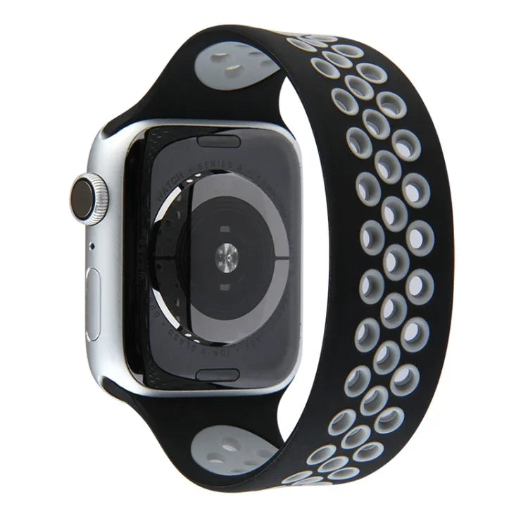 Dây Đeo Đồng Hồ Silicone Co Giãn Cho Apple Watch Series 6 & SE & 5 & 4 40mm / 3 & 2 & 1 38mm, 135mm (Đen Vàng), 135mm (Đen Xám), 150mm (Đỏ Đen)