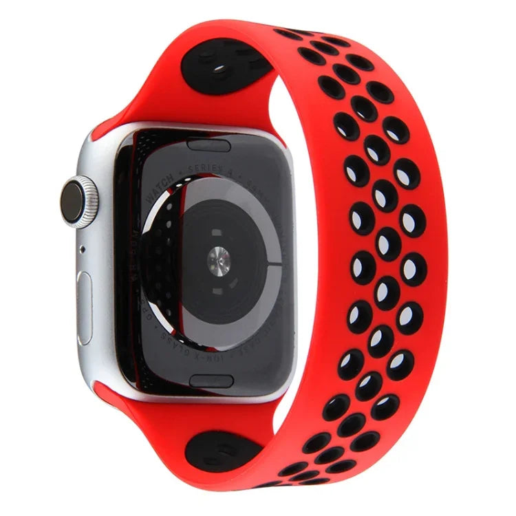Dây Đeo Đồng Hồ Silicone Co Giãn Cho Apple Watch Series 6 & SE & 5 & 4 40mm / 3 & 2 & 1 38mm, 135mm (Đen Vàng), 135mm (Đen Xám), 150mm (Đỏ Đen)