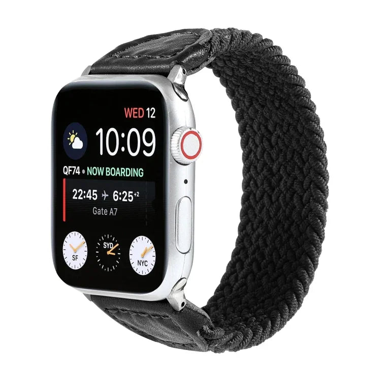 Dây Đeo Đồng Hồ Dệt Nylon + Da Cho Apple Watch Series 6 & SE & 5 & 4 40mm / 3 & 2 & 1 38mm, S, M, L