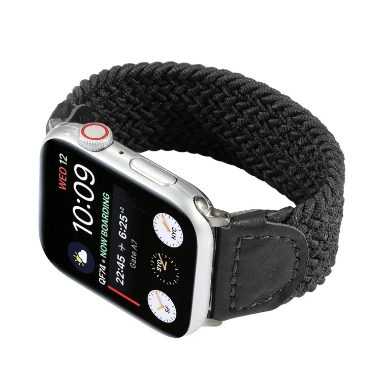 Dây Đeo Đồng Hồ Dệt Nylon + Da Cho Apple Watch Series 6 & SE & 5 & 4 44mm / 3 & 2 & 1 42mm, S, M, L