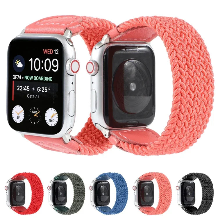 Dây Đeo Đồng Hồ Dệt Nylon + Da Cho Apple Watch Series 6 & SE & 5 & 4 44mm / 3 & 2 & 1 42mm, S, M, L