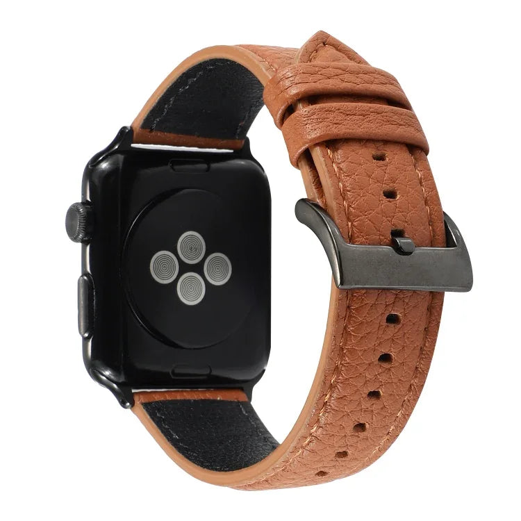 Dây đồng hồ da thật họa tiết vân vải Litchi cho Apple Watch Series 6 & SE & 5 & 4 40mm / 3 & 2 & 1 38mm, cho Apple Watch Series 7 41mm / 6 & SE & 5 & 4 40mm / 3 & 2 & 1 38mm