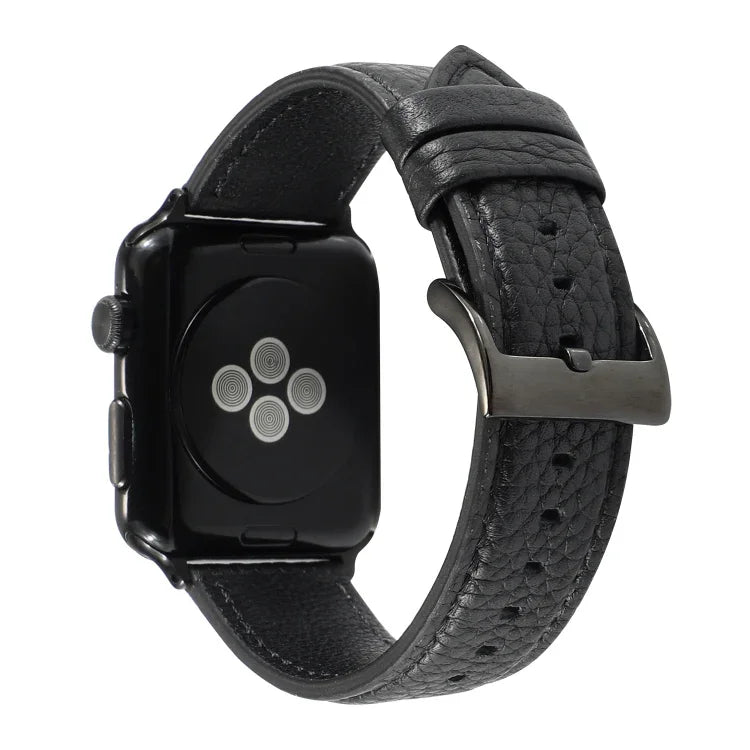 Dây đồng hồ da thật họa tiết vân vải Litchi cho Apple Watch Series 6 & SE & 5 & 4 44mm / 3 & 2 & 1 42mm, cho Apple Watch Series 7 45mm / 6 & SE & 5 & 4 44mm / 3 & 2 & 1 42mm