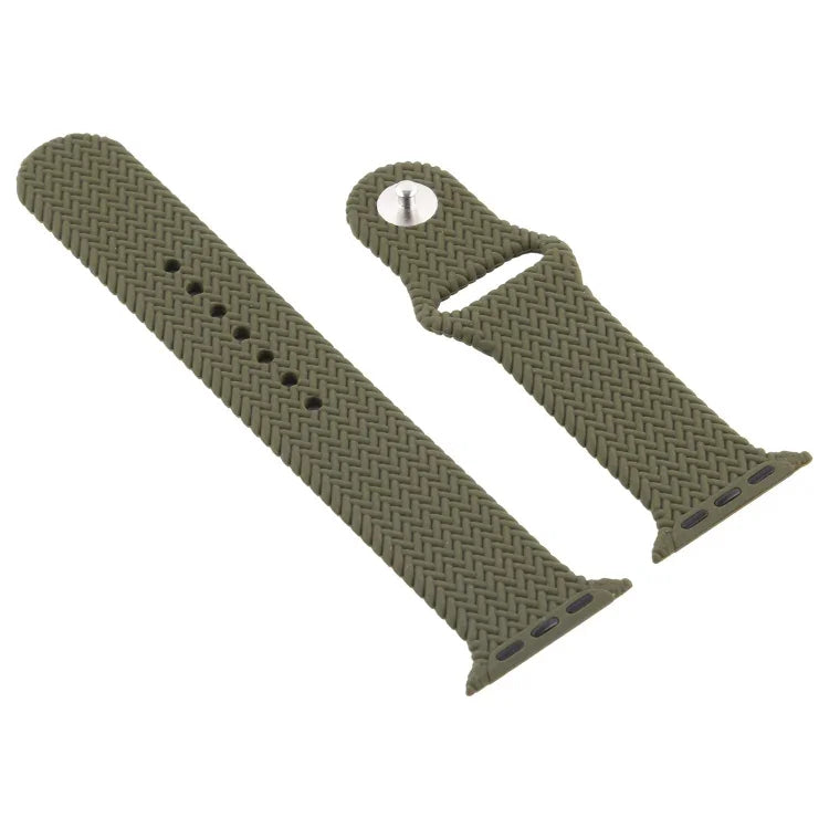 Dây đồng hồ silicone họa tiết dệt có khóa bấm cho Apple Watch Series 6 & SE & 5 & 4 40mm / 3 & 2 & 1 38mm, cho Apple Watch Series 7 41mm / 6 & SE & 5 & 4 40mm / 3 & 2 & 1 38mm, cho Apple Watch Series 8&7 41mm / SE 2&6&SE&5&4 40mm / 3&2&1 38mm
