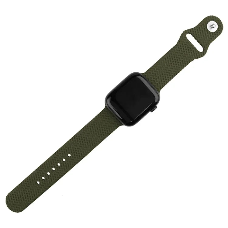 Dây đồng hồ silicone họa tiết dệt có khóa bấm cho Apple Watch Series 6 & SE & 5 & 4 40mm / 3 & 2 & 1 38mm, cho Apple Watch Series 7 41mm / 6 & SE & 5 & 4 40mm / 3 & 2 & 1 38mm, cho Apple Watch Series 8&7 41mm / SE 2&6&SE&5&4 40mm / 3&2&1 38mm