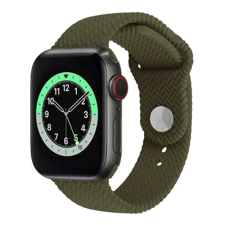 Dây đồng hồ silicone họa tiết dệt có khóa bấm cho Apple Watch Series 6 & SE & 5 & 4 40mm / 3 & 2 & 1 38mm, cho Apple Watch Series 7 41mm / 6 & SE & 5 & 4 40mm / 3 & 2 & 1 38mm, cho Apple Watch Series 8&7 41mm / SE 2&6&SE&5&4 40mm / 3&2&1 38mm