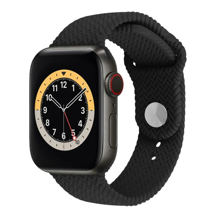 Dây đồng hồ silicone họa tiết dệt có khóa bấm cho Apple Watch Series 6 & SE & 5 & 4 40mm / 3 & 2 & 1 38mm, cho Apple Watch Series 7 41mm / 6 & SE & 5 & 4 40mm / 3 & 2 & 1 38mm, cho Apple Watch Series 8&7 41mm / SE 2&6&SE&5&4 40mm / 3&2&1 38mm