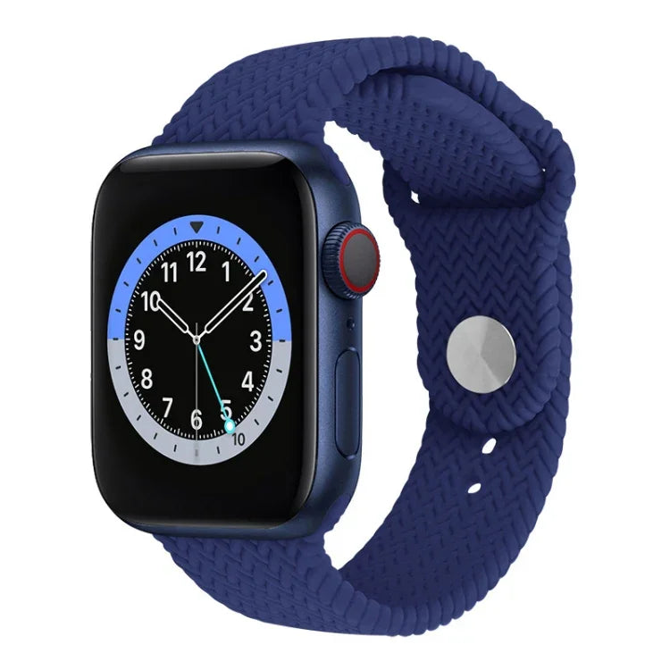 Dây đồng hồ silicone họa tiết dệt có khóa bấm cho Apple Watch Series 6 & SE & 5 & 4 40mm / 3 & 2 & 1 38mm, cho Apple Watch Series 7 41mm / 6 & SE & 5 & 4 40mm / 3 & 2 & 1 38mm, cho Apple Watch Series 8&7 41mm / SE 2&6&SE&5&4 40mm / 3&2&1 38mm