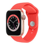 Dây đồng hồ silicone họa tiết dệt có khóa bấm cho Apple Watch Series 6 & SE & 5 & 4 40mm / 3 & 2 & 1 38mm, cho Apple Watch Series 7 41mm / 6 & SE & 5 & 4 40mm / 3 & 2 & 1 38mm, cho Apple Watch Series 8&7 41mm / SE 2&6&SE&5&4 40mm / 3&2&1 38mm