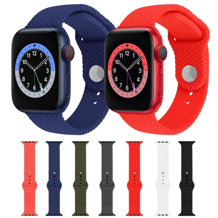 Dây đồng hồ silicone họa tiết dệt có khóa bấm cho Apple Watch Series 6 & SE & 5 & 4 40mm / 3 & 2 & 1 38mm, cho Apple Watch Series 7 41mm / 6 & SE & 5 & 4 40mm / 3 & 2 & 1 38mm, cho Apple Watch Series 8&7 41mm / SE 2&6&SE&5&4 40mm / 3&2&1 38mm