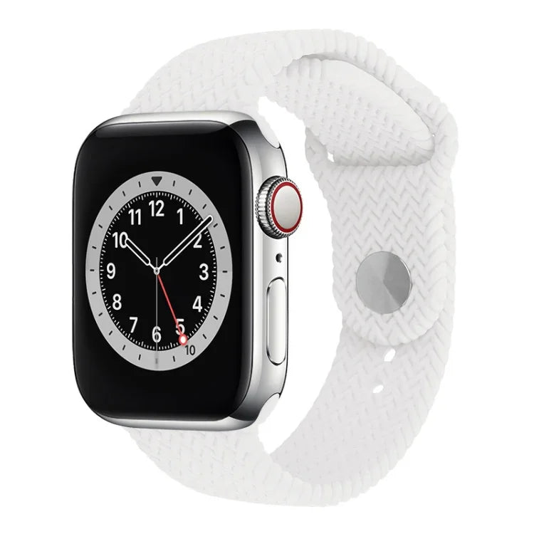 Dây đồng hồ silicone họa tiết dệt cho Apple Watch Series 6 & SE & 5 & 4 44mm / 3 & 2 & 1 42mm, cho Apple Watch Ultra 49mm / Series 8&7 45mm / SE 2&6&SE&5&4 44mm / 3&2&1 42mm, cho Apple Watch Series 7 45mm / 6 & SE & 5 & 4 44mm / 3 & 2 & 1 42mm