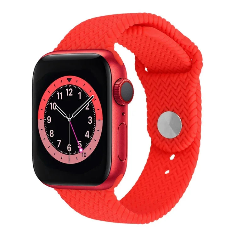 Dây đồng hồ silicone họa tiết dệt cho Apple Watch Series 6 & SE & 5 & 4 44mm / 3 & 2 & 1 42mm, cho Apple Watch Ultra 49mm / Series 8&7 45mm / SE 2&6&SE&5&4 44mm / 3&2&1 42mm, cho Apple Watch Series 7 45mm / 6 & SE & 5 & 4 44mm / 3 & 2 & 1 42mm