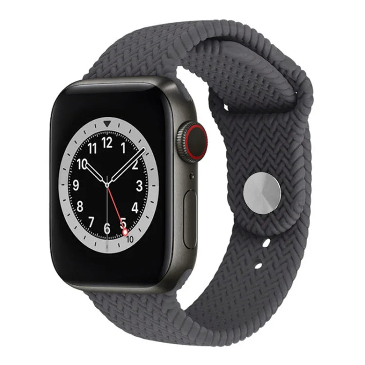 Dây đồng hồ silicone họa tiết dệt cho Apple Watch Series 6 & SE & 5 & 4 44mm / 3 & 2 & 1 42mm, cho Apple Watch Ultra 49mm / Series 8&7 45mm / SE 2&6&SE&5&4 44mm / 3&2&1 42mm, cho Apple Watch Series 7 45mm / 6 & SE & 5 & 4 44mm / 3 & 2 & 1 42mm