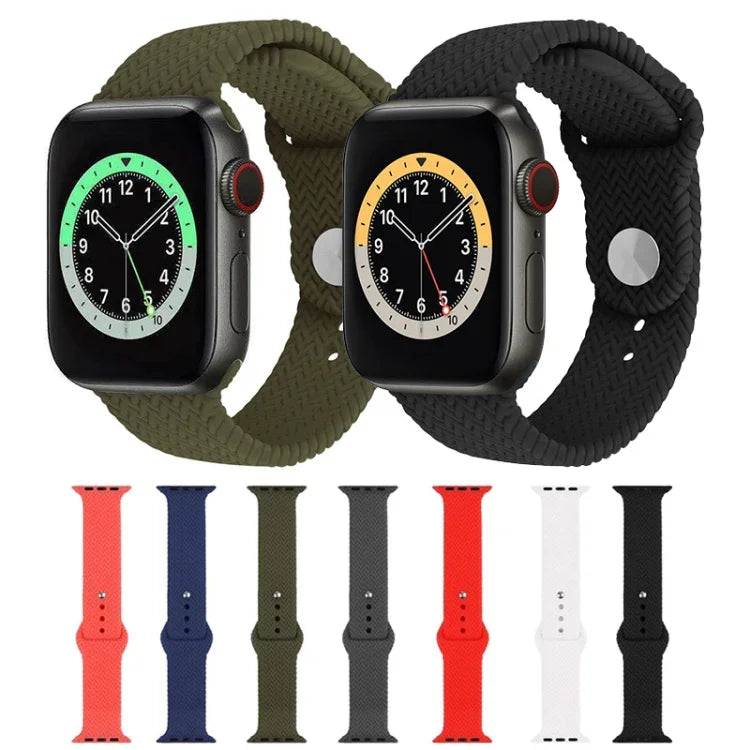 Dây đồng hồ silicone họa tiết dệt cho Apple Watch Series 6 & SE & 5 & 4 44mm / 3 & 2 & 1 42mm, cho Apple Watch Ultra 49mm / Series 8&7 45mm / SE 2&6&SE&5&4 44mm / 3&2&1 42mm, cho Apple Watch Series 7 45mm / 6 & SE & 5 & 4 44mm / 3 & 2 & 1 42mm