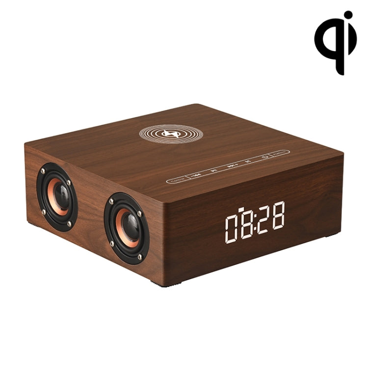 Loa Bluetooth đa chức năng Q5A với đồng hồ cảm ứng gỗ, sạc không dây, hỗ trợ thẻ TF, ổ U và AUX 3.5mm, Q5A