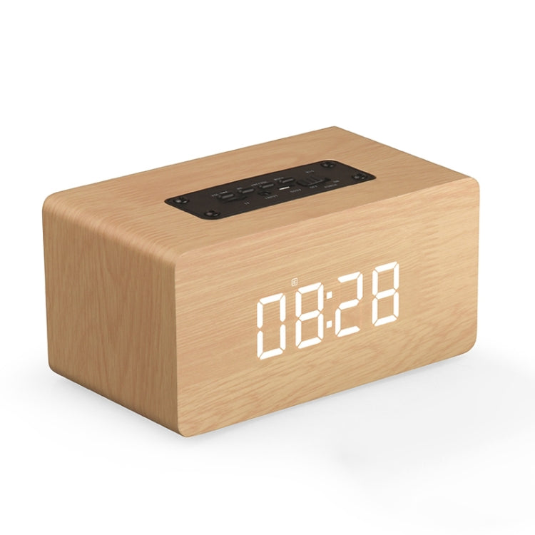 Loa Bluetooth đồng hồ gỗ W5C Subwoofer, hỗ trợ thẻ TF & AUX 3.5mm, gỗ nâu, gỗ vàng