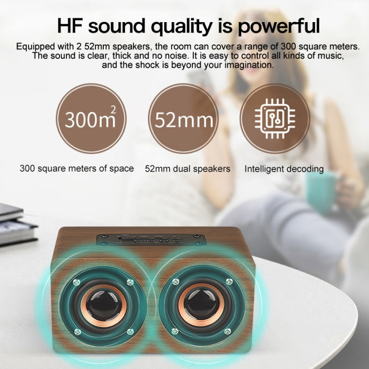 Loa Bluetooth đồng hồ gỗ W5C Subwoofer, hỗ trợ thẻ TF & AUX 3.5mm, gỗ nâu, gỗ vàng