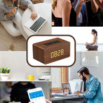 Loa Bluetooth đồng hồ gỗ W5C Subwoofer, hỗ trợ thẻ TF & AUX 3.5mm, gỗ nâu, gỗ vàng