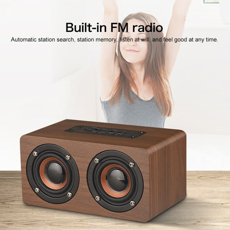 Loa Bluetooth đồng hồ gỗ W5C Subwoofer, hỗ trợ thẻ TF & AUX 3.5mm, gỗ nâu, gỗ vàng