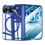 Intergrated Shell And Flim Electroplating Transparent Shockproof Magnetic Phone Case, For iPhone Duo