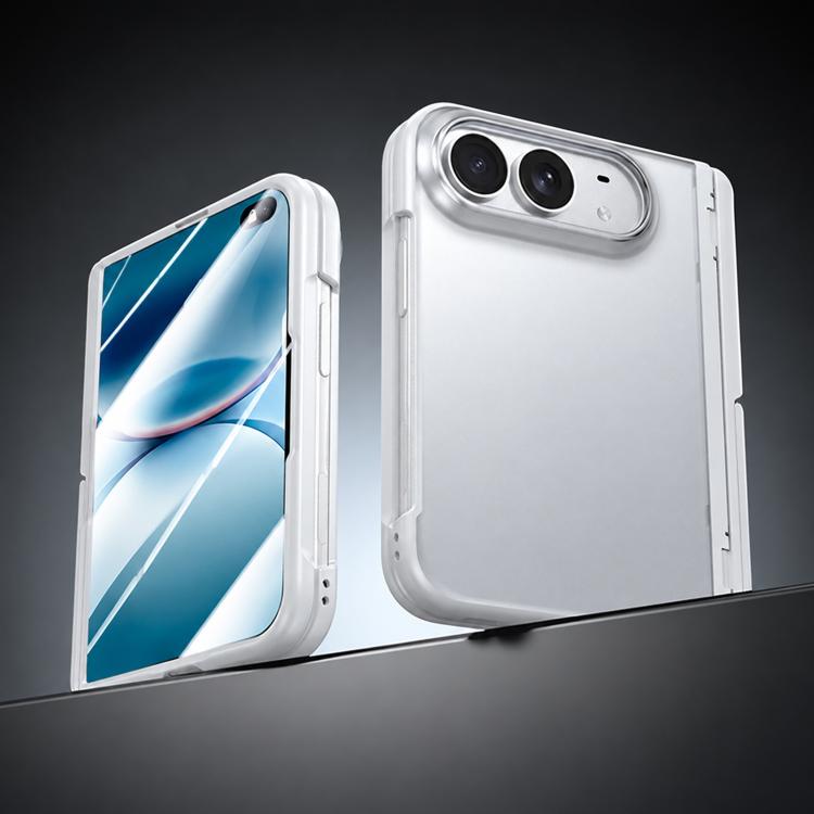 Intergrated Shell And Flim Translucent Spring Hinge Holder Phone Case, For iPhone Duo