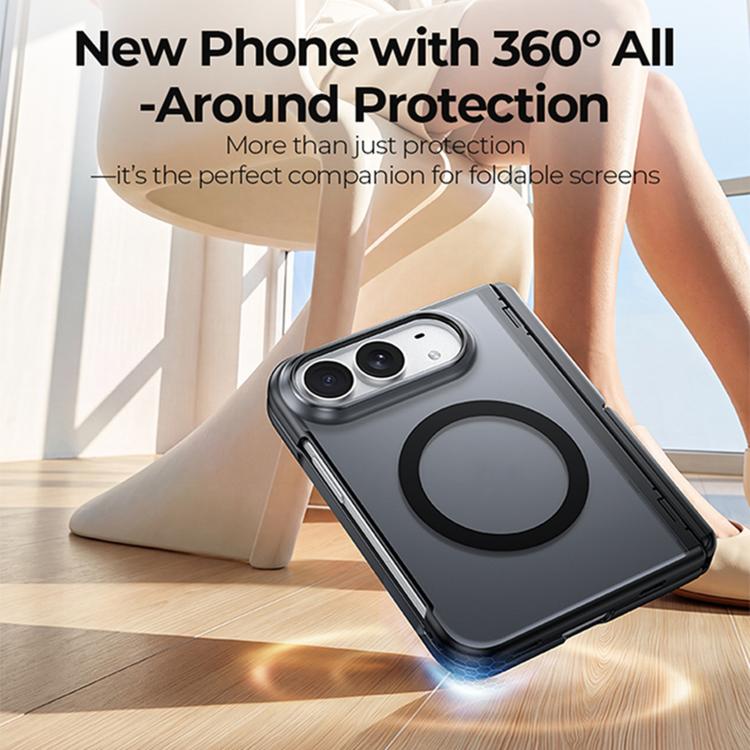 Intergrated Shell And Flim Translucent Spring Hinge Holder Magnetic Phone Case, For iPhone Duo