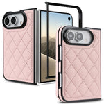 Rhombic Fold Leather Phone Case, For iPhone Duo