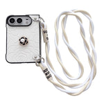 Impression Camellia Pattern Protective Phone Case with Long Lanyard, For iPhone Duo