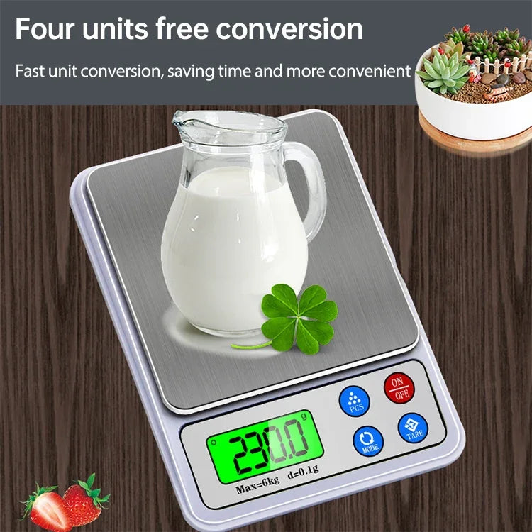 Cân điện tử nhà bếp kỹ thuật số di động MH-555 6Kg x 0.1g độ chính xác cao với màn hình LCD 2.2 inch, 6000g/0.1g