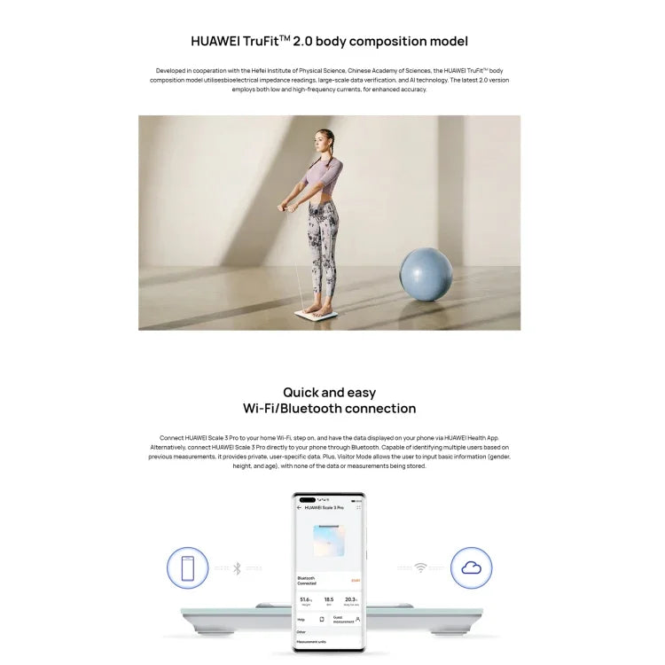 Cân thông minh Huawei chính hãng Body Fat Scale 3 Pro, hỗ trợ kết nối Wifi & Bluetooth, Body Fat Scale 3 Pro