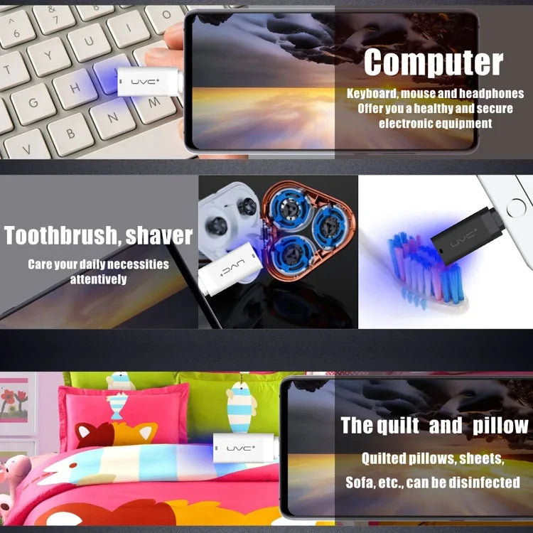 Đèn Khử Trùng UV Di Động Siêu Nhỏ 8 Pin Cho Điện Thoại Thông Minh, 8 Pin