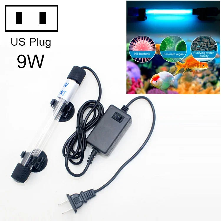 Đèn bể cá diệt tảo tia cực tím UV 110V 9W, phích cắm US, 9W phích cắm US