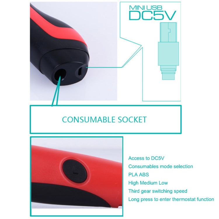 Gen 6th ABS / PLA Filament Kids DIY Drawing 3D Printing Pen with LCD Display(Blue+Black), EPR5210L, EPR5210R, EPR5210W, EPR5210Y