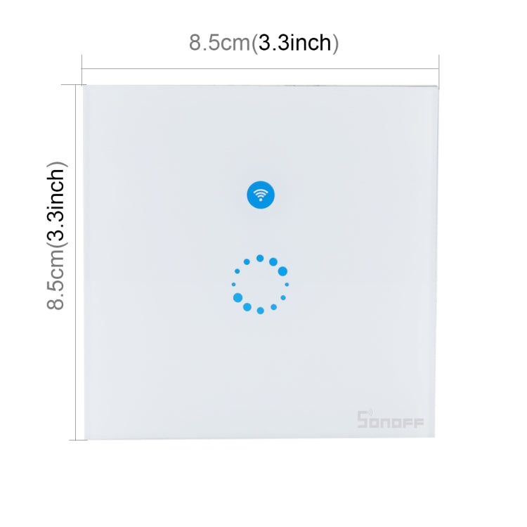 Công tắc cảm ứng tường Sonoff 86mm 1 kênh kính cường lực, công tắc đèn nhà thông minh, tương thích Alexa và Google Home, AC 90V-250V 400W 2A, 86mm