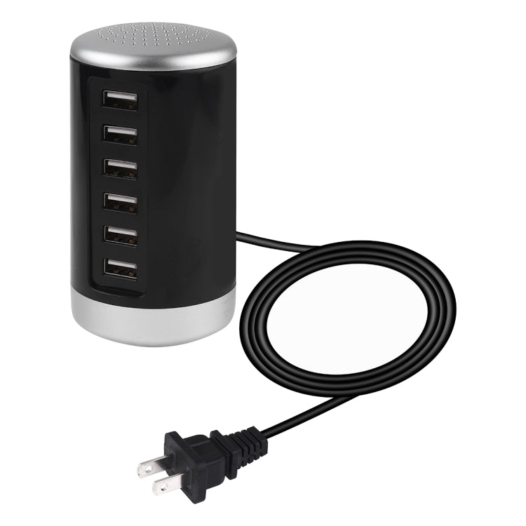 XLD4 Trạm sạc 30W 6 cổng USB, bộ chuyển đổi nguồn AC100-240V, phích cắm Mỹ