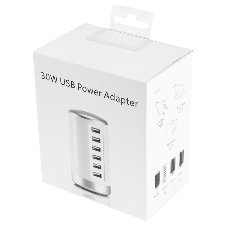 XLD4 Trạm sạc 30W 6 cổng USB, bộ chuyển đổi nguồn AC100-240V, phích cắm Mỹ