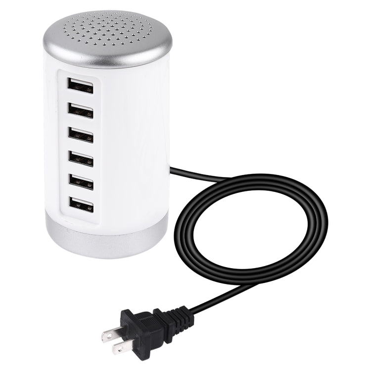 XLD4 Trạm sạc 30W 6 cổng USB, bộ chuyển đổi nguồn AC100-240V, phích cắm Mỹ