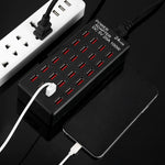 Trạm sạc nhanh 100W 24 cổng USB, sạc thông minh có đèn LED báo hiệu AC 100-240V, phích cắm Mỹ, 100W 24 cổng USB phích cắm Mỹ