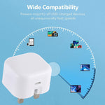 Fast Charging Travel PD Charger Quick Charge Adapter, UK Plug