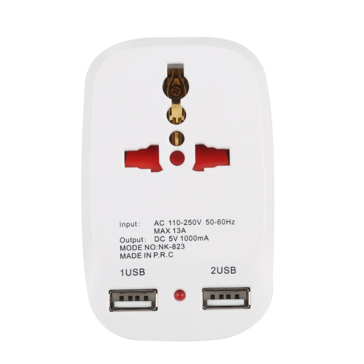 Bộ chuyển đổi nguồn sạc du lịch đôi USB NK-823 2000W, phích cắm UK