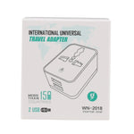 Bộ chuyển đổi nguồn sạc du lịch đôi USB WN-2018, phích cắm UK