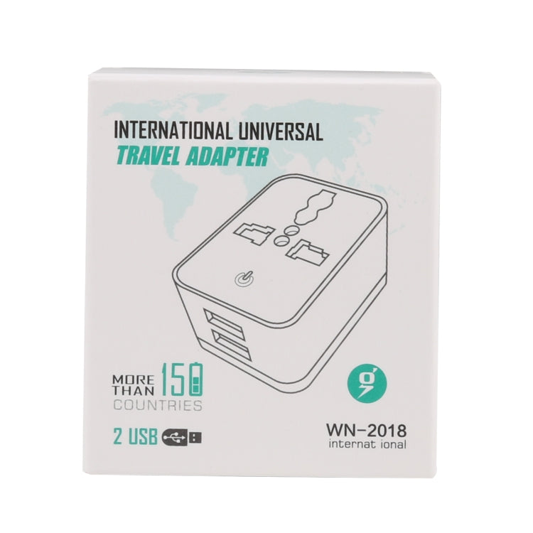 Bộ chuyển đổi nguồn sạc du lịch đôi USB WN-2018, phích cắm UK