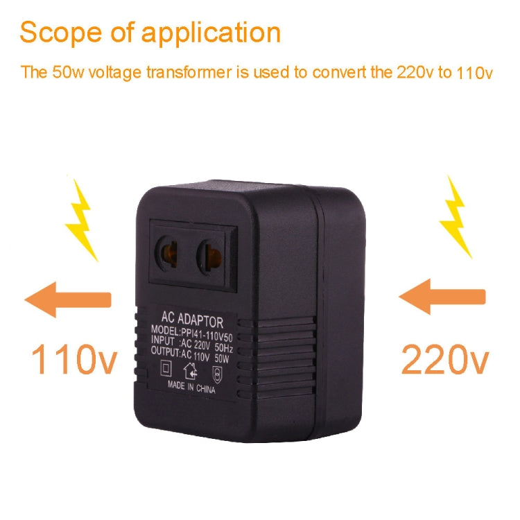 Bộ chuyển đổi ổ cắm điện AC 220V sang 110V 50W, phích cắm EU/US sang phích cắm US, 220V sang 110V 50W