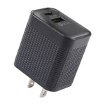 Bộ sạc du lịch PD 20W USB-C/Type-C + cổng USB QC 3.0 họa tiết caro, phích cắm US, phích cắm US (Màu đen)