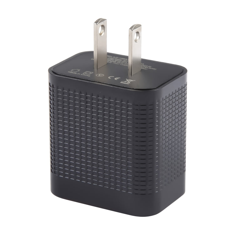 Bộ sạc du lịch PD 20W USB-C/Type-C + cổng USB QC 3.0 họa tiết caro, phích cắm US, phích cắm US (Màu đen)