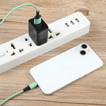 Bộ sạc du lịch PD 20W USB-C/Type-C + cổng USB QC 3.0 họa tiết caro, phích cắm US, phích cắm US (Màu đen)