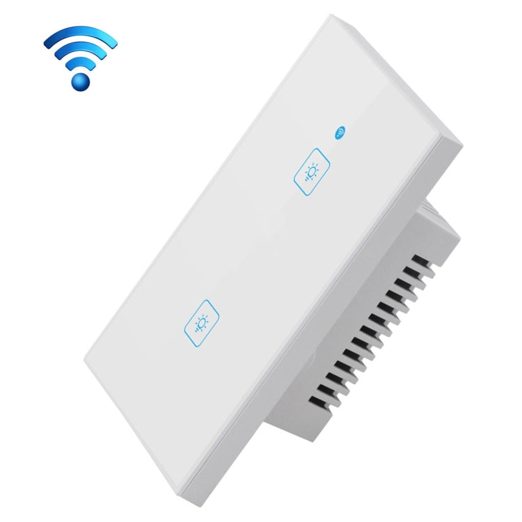 Công tắc tường thông minh WS-US-02 điều khiển qua APP EWeLink & cảm ứng, 2A 2 kênh kính cường lực, AC 90V-250V, phích cắm US, 2 kênh